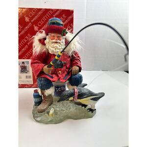 Vintage Possible Dreams Clothtique Ice Fishing Santa Figurine with Penguin